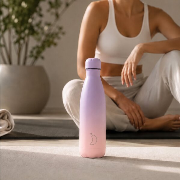 Μπουκάλι Θερμός Original Gradient Chilly's με χωρητικότητα 500ml και διατήρηση θερμοκρασίας 12h ζεστό / 24h κρύο - Peach Purple