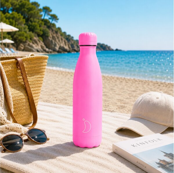 Μπουκάλι Θερμός Original Chilly's με χωρητικότητα 500ml και διατήρηση θερμοκρασίας 12h ζεστό / 24h κρύο - Fluro Pink
