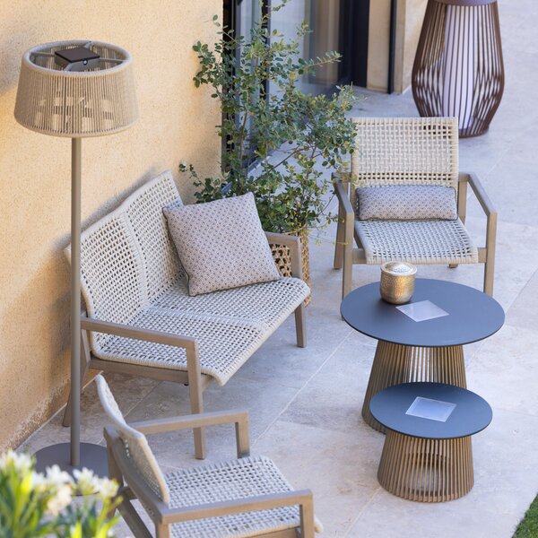 Les Jardins LED ηλιακός λαμπτήρας δαπέδου Rop&Strip, ρυθμιζόμενο ύψος, 500 lm, ρυθμιζόμενος, Καφέ / Σκουριάς, Αλουμίνιο, σύγχρονο, Μόνιμη σκιά