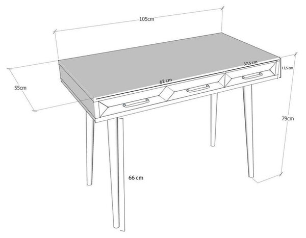 Γραφείο Kalune Design 854KLN1502, 105x55 cm, 2 συρτάρια, φινίρισμα μελαμίνης, ανοιχτό καφέ / μαύρο