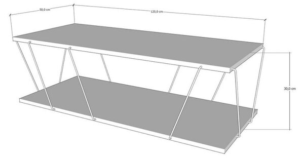 Τραπεζάκι σαλονιού Kalune Design 854KLN2808, 120х50 cm, 2 επίπεδα, Επίστρωση μελαμίνης/Μέταλλο, Καφέ/Μαύρο