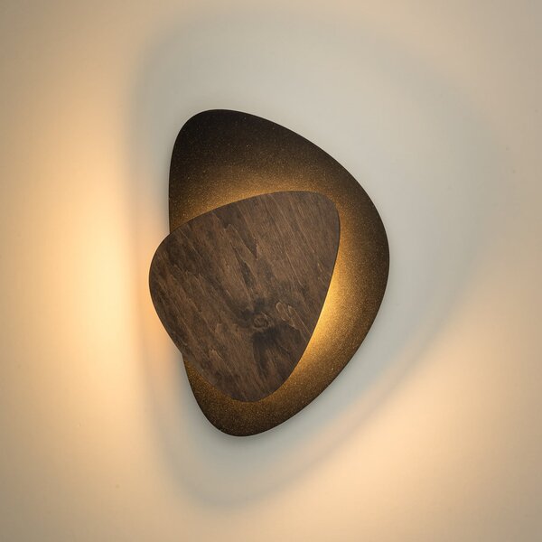 SIGMA LED φωτιστικό τοίχου Pedra, μαύρο/wenge, ατσάλι, ξύλο, 3.000 K, Μαύρο, Σαλόνι / τραπεζαρία, Μέταλλο, σύγχρονο