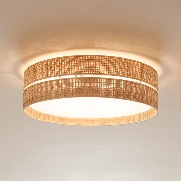 TK Lighting Φωτιστικό οροφής Calma, μπεζ, λινάρι, Ø 60 cm, E27, ρυθμιζόμενος, Μπεζ, Σαλόνι / τραπεζαρία, Άλλα υλικά
