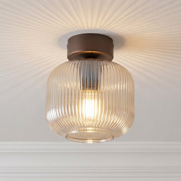 TK Lighting Φωτιστικό οροφής Salvia, καφέ/κονιάκ, γυαλί, Ø 15 cm, E14, ρυθμιζόμενος, Καφέ / Σκουριάς, Σαλόνι / τραπεζαρία, Γυαλί