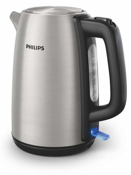 Ηλεκτρικός βραστήρας Philips Viva Collection HD9351/90, 2200W, 1.7l, Μέταλλο, Αυτόματος τερματισμός λειτουργίας, Προστασία κατά της υπερθέρμανσης, Γκρι/Μαύρο