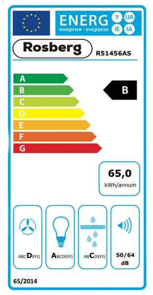 Απορροφητήρας Rosberg R51456AS, 460 m3/h, 190 W, 2 μοτέρ, 2 φίλτρα, Inox