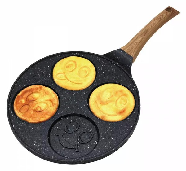 Τηγάνι για mini pancakes με μαρμάρινη επικάλυψη Kinghoff KH 1666, Διάμετρος 26,5 cm, Για 4 pancakes, Γκρι