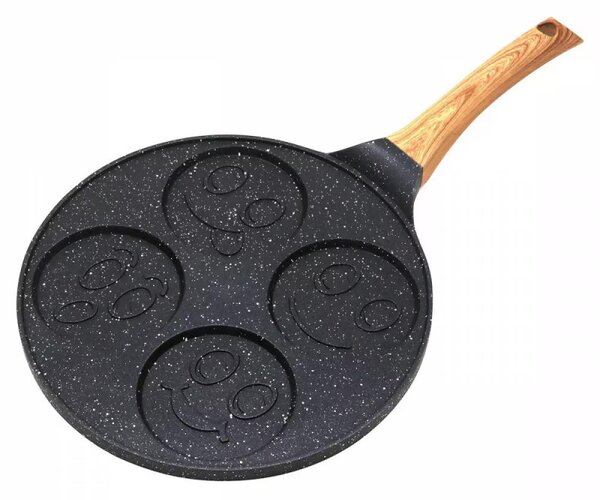 Τηγάνι για mini pancakes με μαρμάρινη επικάλυψη Kinghoff KH 1666, Διάμετρος 26,5 cm, Για 4 pancakes, Γκρι