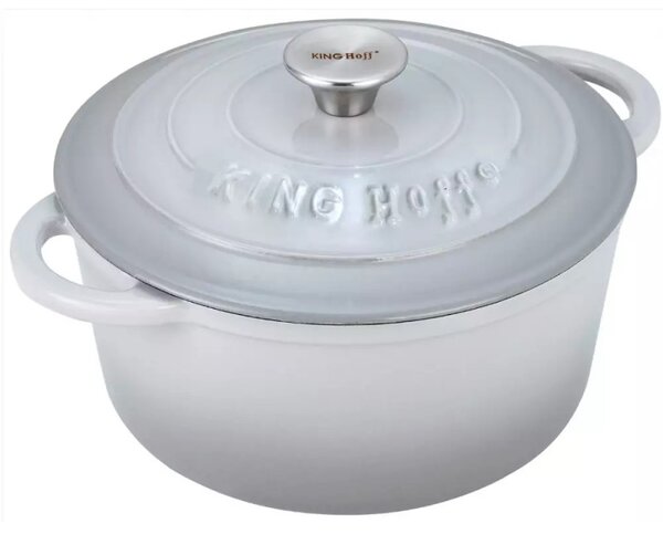 Κατσαρόλα από Χυτοσίδηρο Kinghoff KH 1520, 2.4l, 21 cm, Εμαγιέ, Επαγωγή, Γκρί