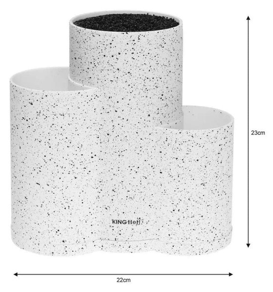 Βάση για μαχαίρια και αξεσουάρ Kinghoff KH 1585, μαρμάρινη επίστρωση, 23 x 10 x 22,2 cm, Λευκό