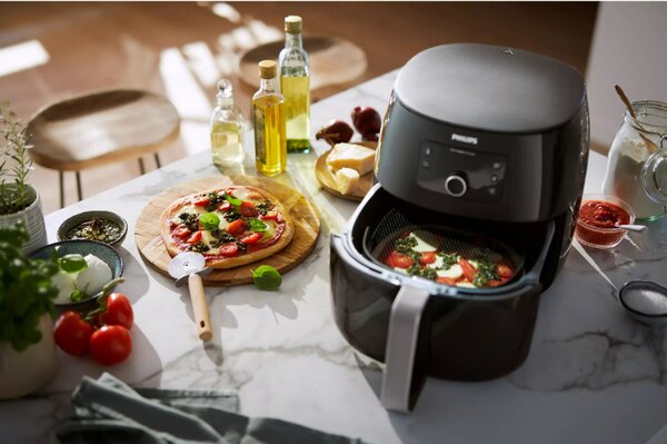 Αξεσουάρ φριτέζας Pizza XXL Philips HD9953/00, Πίτσα έως 26 cm σε 8 λεπτά, Ατσάλι, Μαύρο