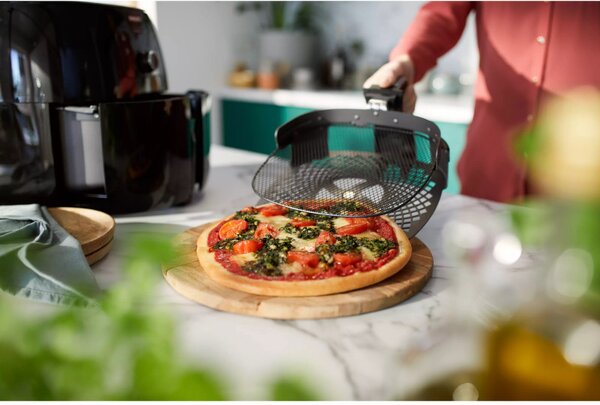 Αξεσουάρ φριτέζας Pizza XXL Philips HD9953/00, Πίτσα έως 26 cm σε 8 λεπτά, Ατσάλι, Μαύρο