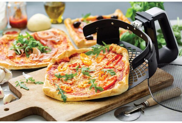 Αξεσουάρ φριτέζας Pizza XXL Philips HD9953/00, Πίτσα έως 26 cm σε 8 λεπτά, Ατσάλι, Μαύρο