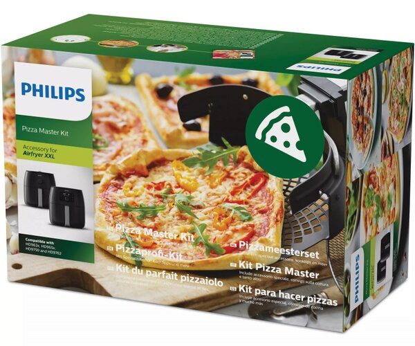 Αξεσουάρ φριτέζας Pizza XXL Philips HD9953/00, Πίτσα έως 26 cm σε 8 λεπτά, Ατσάλι, Μαύρο