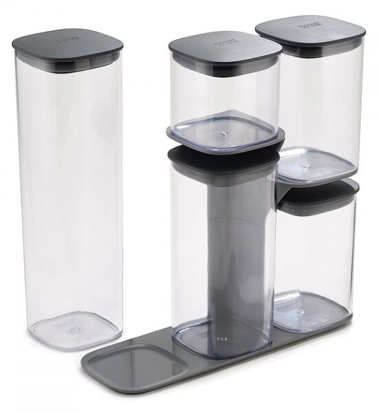 Σετ αποθήκευσης Joseph Joseph Podium 81071, 5 τεμάχια, BPA Free, γυαλί, βάση, γκρι