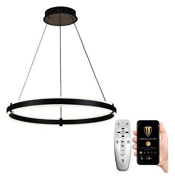 Brilagi - Led Dimmable κρεμαστό φωτιστικό οροφής CIRCLE LED/85W/230V 3000-6500K μαύρο + RC