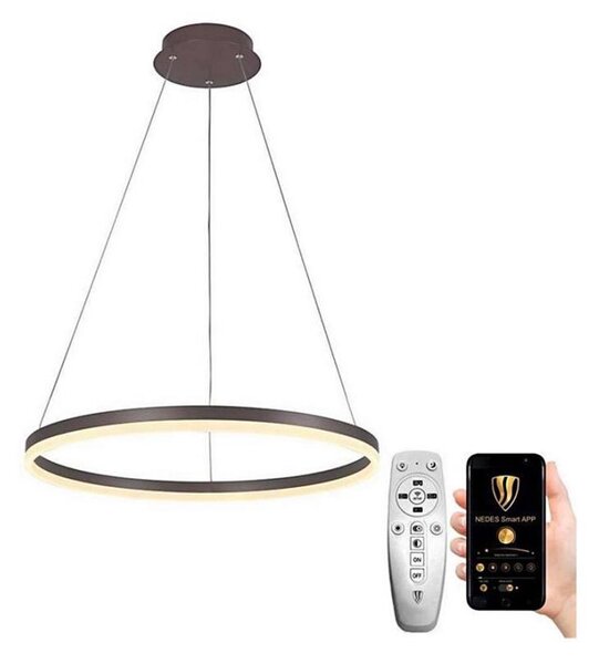 Brilagi - Led Dimmable κρεμαστό φωτιστικό οροφής CIRCLE LED/42W/230V 3000-6500K καφέ + RC