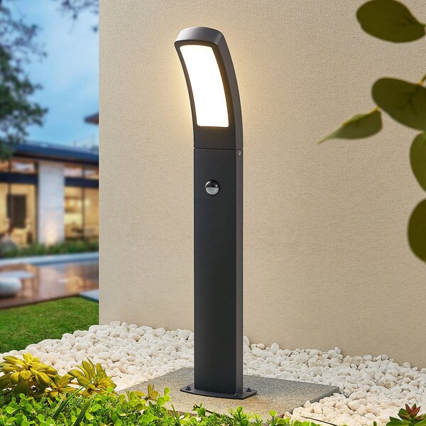 Lindby LED φωτιστικό πλίνθου Moshe, 60 cm, ανθρακί, αισθητήρας, Μαύρο, Μέταλλο, σύγχρονο