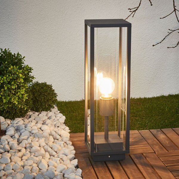 Lucande Annalea φωτιστικό βάθρο, 50 cm, ανθρακί, IP54, Μαύρο, Μέταλλο, σύγχρονο