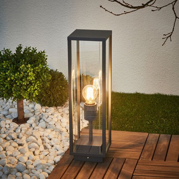 Lucande Annalea φωτιστικό βάθρο, 50 cm, ανθρακί, IP54, Μαύρο, Μέταλλο, σύγχρονο