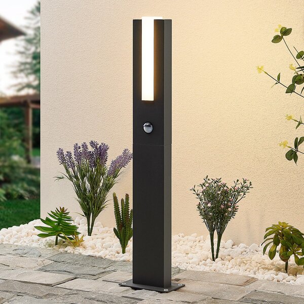 Lucande Λαμπτήρας προβολής LED Virgalia της Lucande, ανιχνευτής κίνησης, 65 cm, IP54, Μαύρο, Αλουμίνιο, σύγχρονο