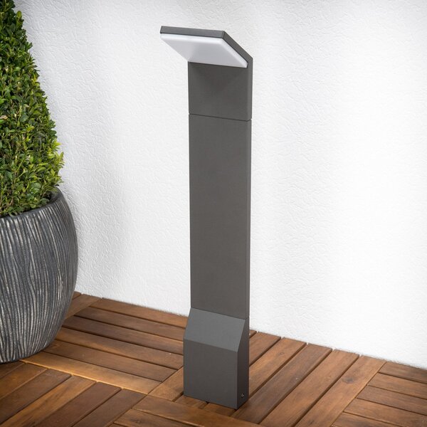 Lucande LED φωτιστικό μονοπατιών Nevio, 60 cm, ανθρακί, μέταλλο, Μαύρο, Μέταλλο, σύγχρονο