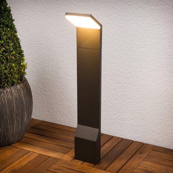 Lucande LED φωτιστικό μονοπατιών Nevio, 60 cm, ανθρακί, μέταλλο, Μαύρο, Μέταλλο, σύγχρονο