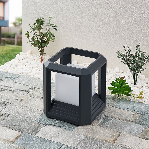 Lucande LED φωτιστικό βάθρο Serenella, ανθρακί, μέταλλο, 27cm, Μαύρο, Μέταλλο, σύγχρονο