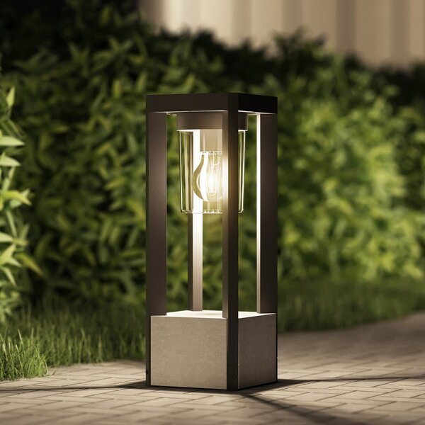 Lucande Φωτιστικό βάσης Kalisa, E27, IP44, 42 cm, γκρι, μέταλλο, ρυθμιζόμενος, Γκρι, Αλουμίνιο, σύγχρονο
