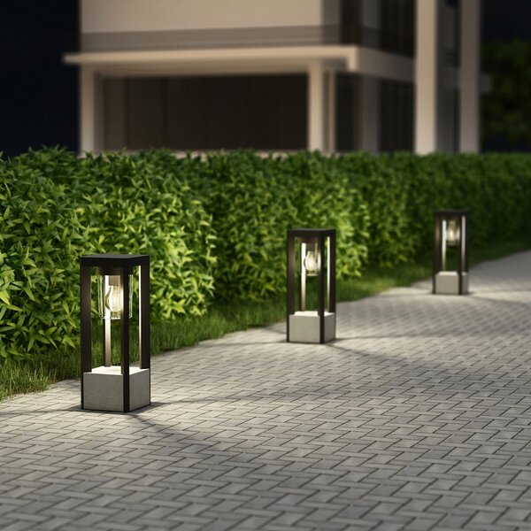 Lucande Φωτιστικό βάσης Kalisa, E27, IP44, 42 cm, γκρι, μέταλλο, ρυθμιζόμενος, Γκρι, Αλουμίνιο, σύγχρονο