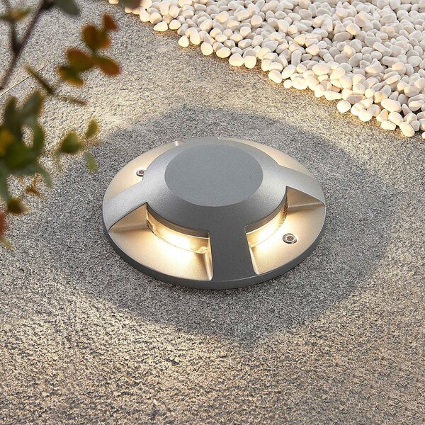 Lucande LED-Bodenstrahler Jeffrey, ασημί, 4 εξόδους φωτός, Γκρι, Μέταλλο, σύγχρονο