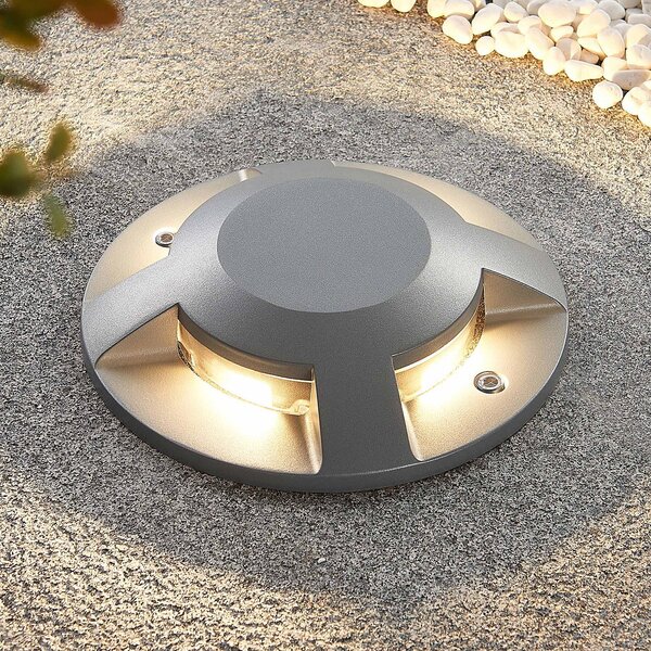 Lucande LED-Bodenstrahler Jeffrey, ασημί, 4 εξόδους φωτός, Γκρι, Μέταλλο, σύγχρονο