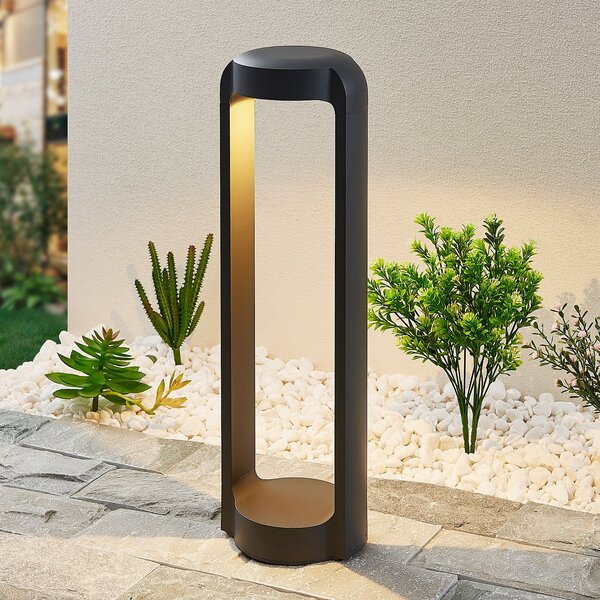 Lucande Habsa LED φωτιστικό πλίνθου, ύψος 50 cm, Μαύρο, Μέταλλο, σύγχρονο