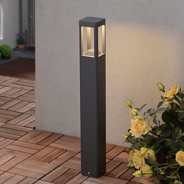 Lucande Φωτιστικό μονοπατιών LED Bernd, 60 cm, ανθρακί, αλουμίνιο, Μαύρο, Μέταλλο, σύγχρονο