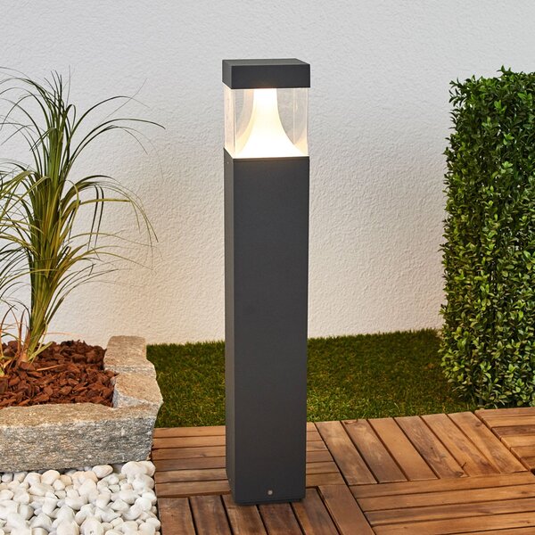 Lucande LED φωτιστικό διαδρόμου Egon, ύψος 65 cm, γκρι γραφίτη, IP54, Μαύρο, Μέταλλο, σύγχρονο