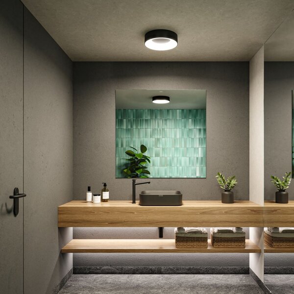 Paulmann HomeSpa Casca Φωτιστικό οροφής Ø30cm μαύρο, ρυθμιζόμενος, Μαύρο, Μπάνιο, Μέταλλο, σύγχρονο