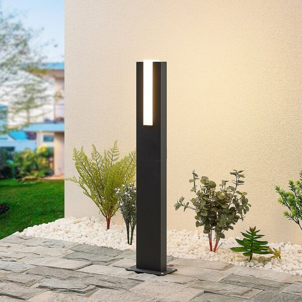 Lucande Φωτιστικό μονοπατιών LED Virgalia, 65 cm, IP65, ανθρακί, Μαύρο, Αλουμίνιο, σύγχρονο
