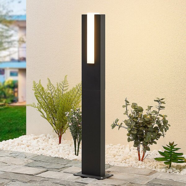 Lucande Φωτιστικό μονοπατιών LED Virgalia, 65 cm, IP65, ανθρακί, Μαύρο, Αλουμίνιο, σύγχρονο
