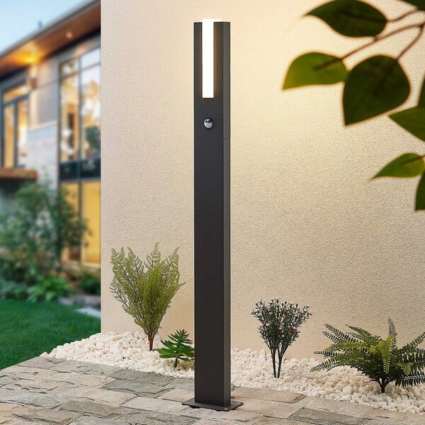 Lucande Virgalia προβολέας LED, ανιχνευτής κίνησης, 100cm, IP54, Μαύρο, Αλουμίνιο, σύγχρονο