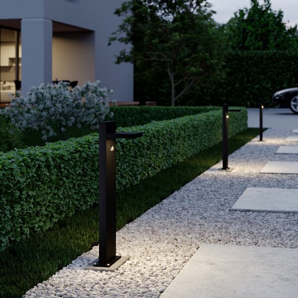 Lucande Φωτιστικό διαδρόμου LED Silvan, ανθρακί, 65 cm, με αισθητήρα, Μαύρο, Αλουμίνιο, σύγχρονο
