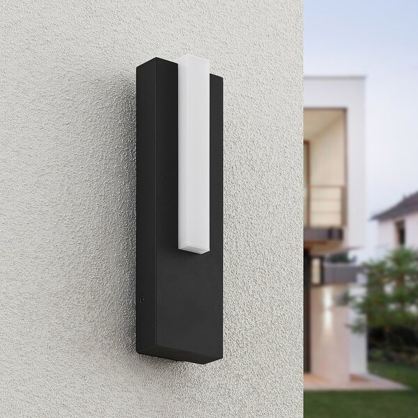 Lucande Εξωτερικό φωτιστικό τοίχου LED Virgalia, 31cm, ανθρακί, IP65, Μαύρο, Αλουμίνιο, σύγχρονο