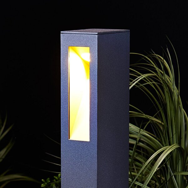 Lucande Φωτιστικό μονοπατιών LED Jenke, 65 cm, ανθρακί, αλουμίνιο, Μαύρο, Μέταλλο, σύγχρονο