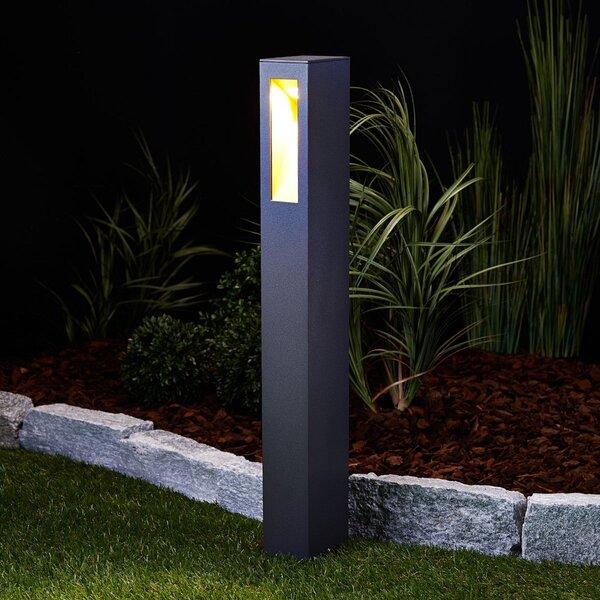 Lucande Φωτιστικό μονοπατιών LED Jenke, 65 cm, ανθρακί, αλουμίνιο, Μαύρο, Μέταλλο, σύγχρονο