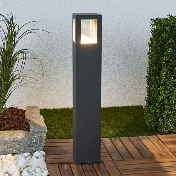 Lucande Φωτιστικό μονοπατιών LED Nicola, 65 cm, ανθρακί, P54, Μαύρο, Αλουμίνιο, σύγχρονο