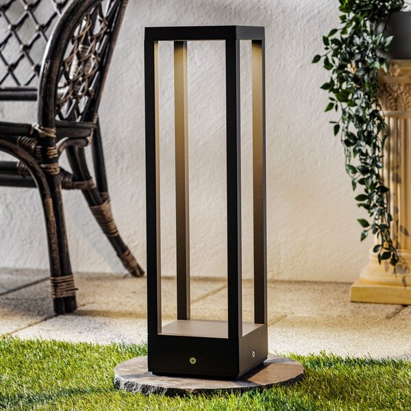 Lucande LED φωτιστικό βάθρο Carlota, 50 cm, ανθρακί, αλουμίνιο, Μαύρο, Μέταλλο, σύγχρονο