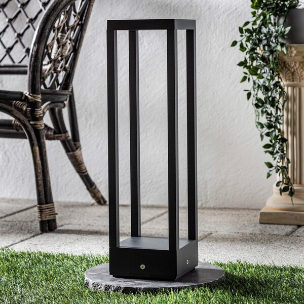 Lucande LED φωτιστικό βάθρο Carlota, 50 cm, ανθρακί, αλουμίνιο, Μαύρο, Μέταλλο, σύγχρονο