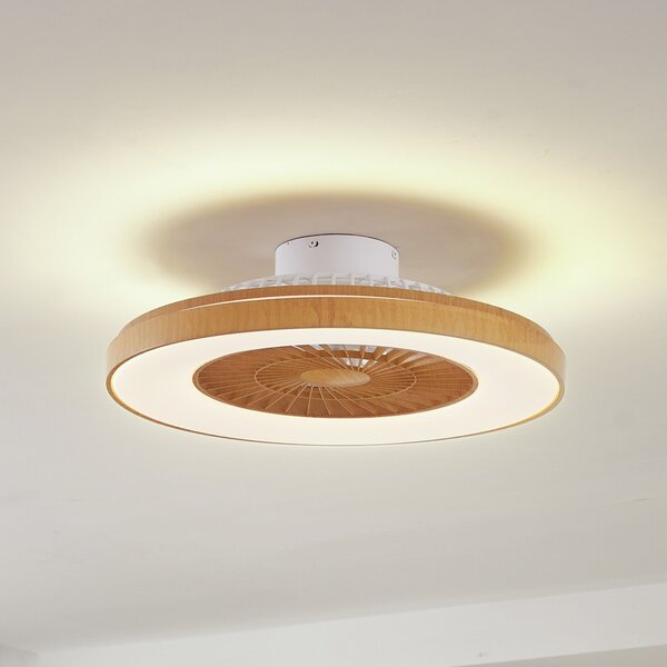 Lindby Ανεμιστήρας οροφής LED Teleo, Ø 58 cm, χρώμα ξύλου, CCT, ρυθμιζόμενος, Ξύλου, Σαλόνι / τραπεζαρία, Πλαστικό, σύγχρονο