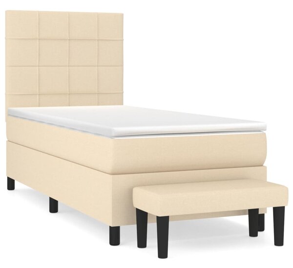 VidaXL Κρεβάτι Boxspring με Στρώμα Κρεμ 80 x 200 εκ. Υφασμάτινο