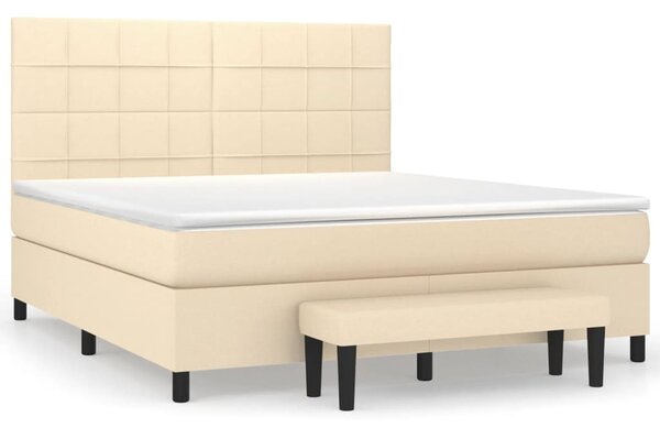 VidaXL Κρεβάτι Boxspring με Στρώμα Κρεμ 160x200 εκ. Υφασμάτινο