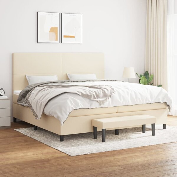 VidaXL Κρεβάτι Boxspring με Στρώμα Κρεμ 200x200 εκ. Υφασμάτινο